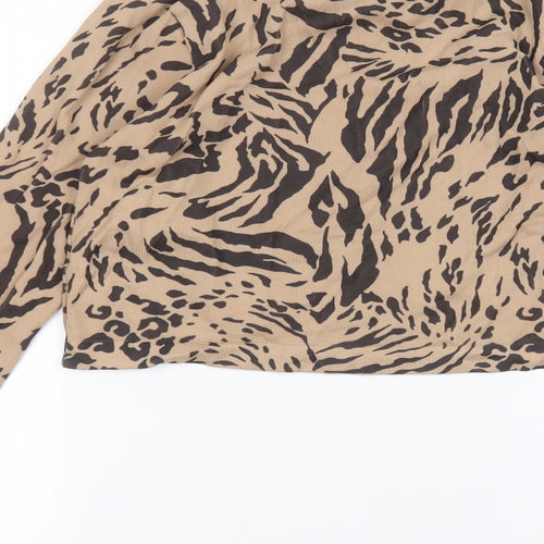 ASOS Womens Brown Animal Print  Basic T-Shirt Size 8