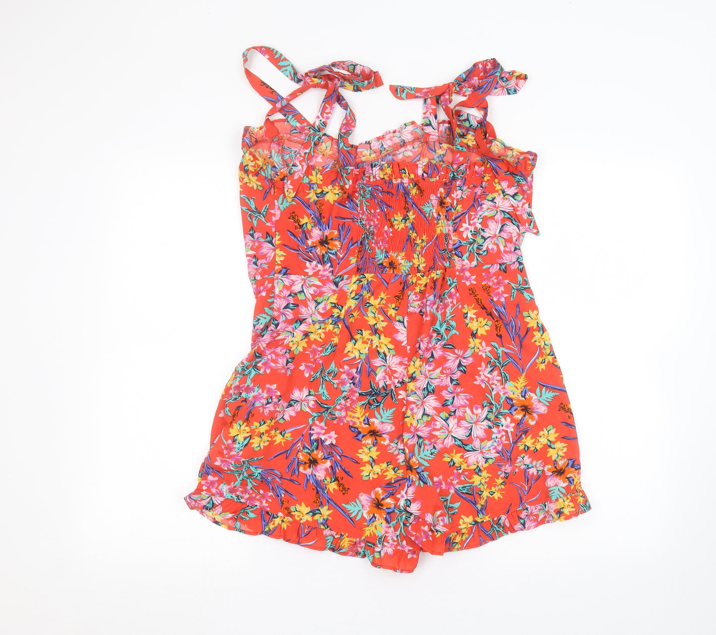 Boohoo Womens Red Floral  Jumpsuit One-Piece Size 12