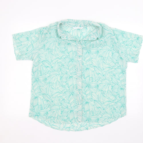 ameranto Womens Green Floral  Basic Button-Up Size 18