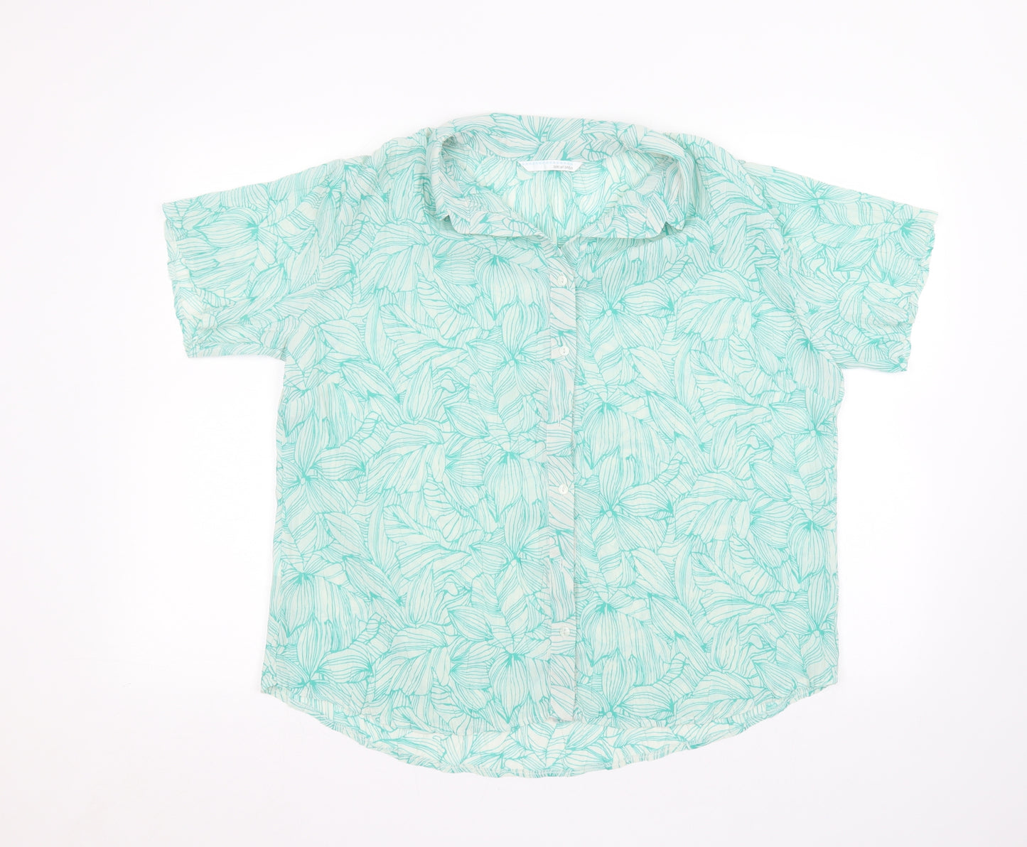 ameranto Womens Green Floral  Basic Button-Up Size 18