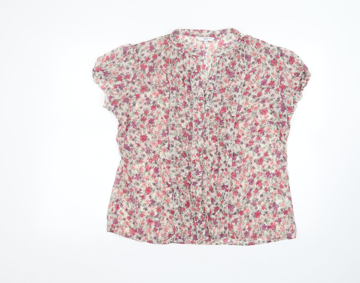 New Look Womens Beige Floral  Basic Button-Up Size 18