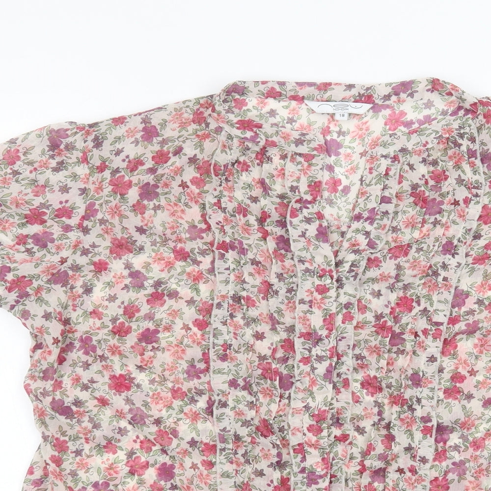 New Look Womens Beige Floral  Basic Button-Up Size 18