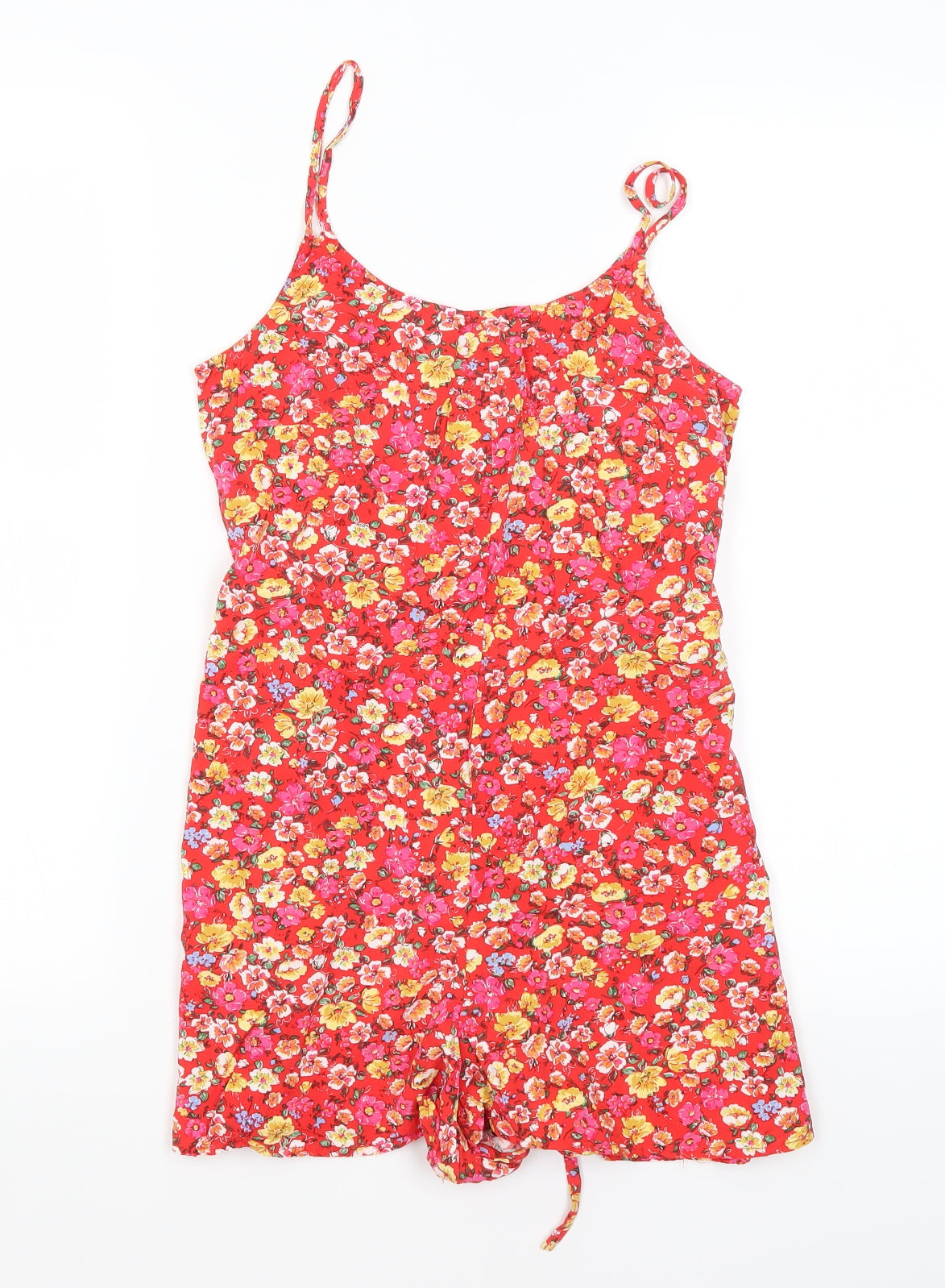 New Look Womens Red Floral  Playsuit One-Piece Size 8