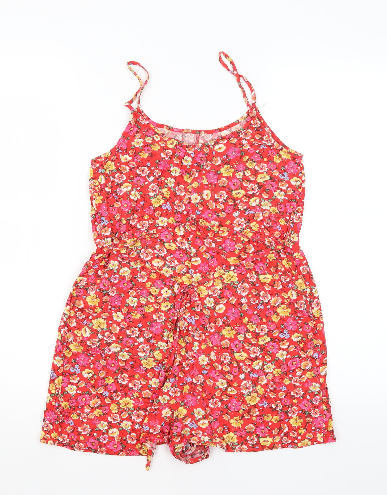 New Look Womens Red Floral  Playsuit One-Piece Size 8