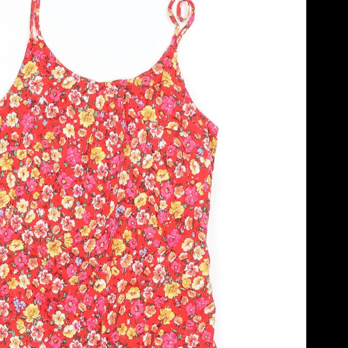 New Look Womens Red Floral  Playsuit One-Piece Size 8