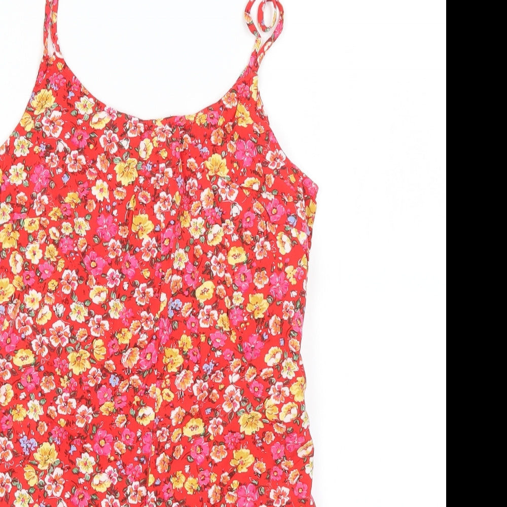 New Look Womens Red Floral  Playsuit One-Piece Size 8
