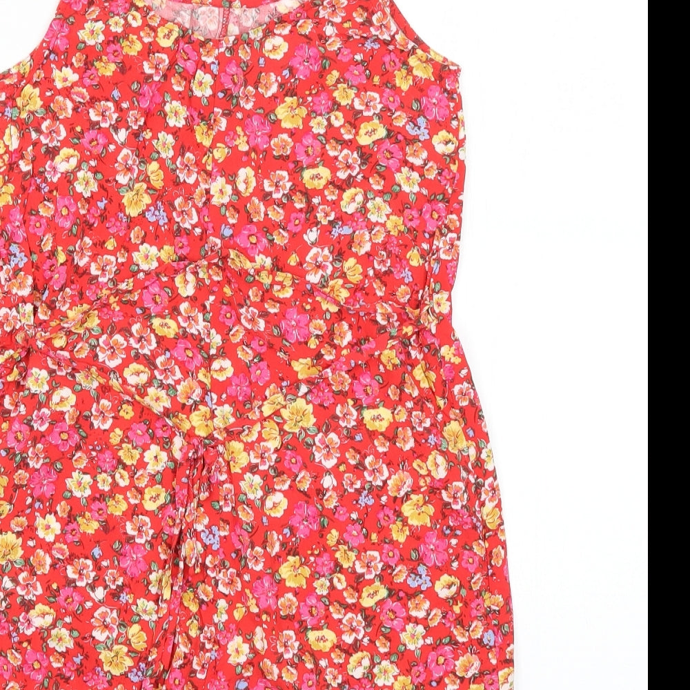 New Look Womens Red Floral  Playsuit One-Piece Size 8