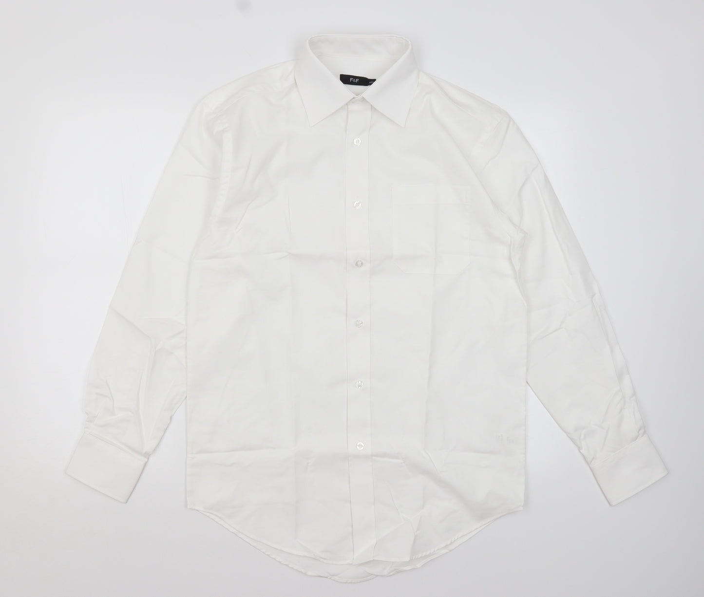 F&F Mens White    Dress Shirt Size 14.5