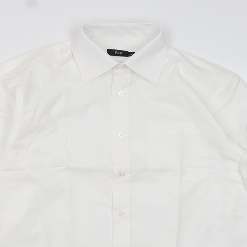 F&F Mens White    Dress Shirt Size 14.5