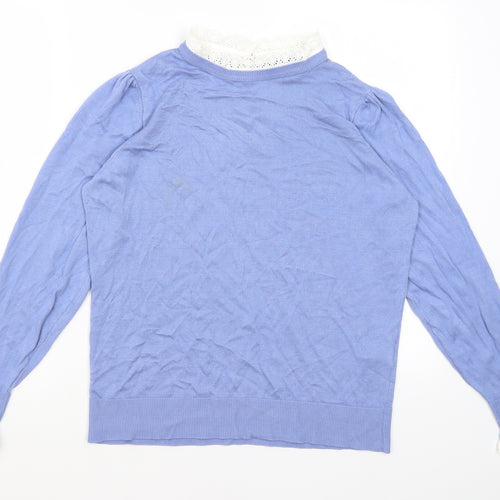 F&F Womens Blue Round Neck  Viscose Pullover Jumper Size 14