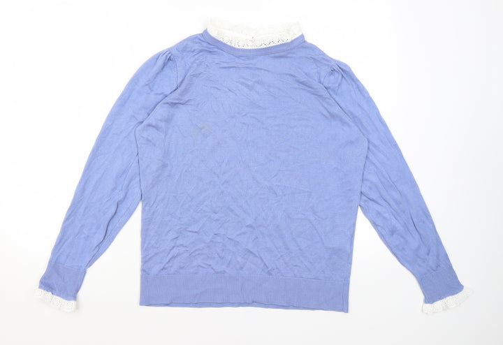 F&F Womens Blue Round Neck  Viscose Pullover Jumper Size 14