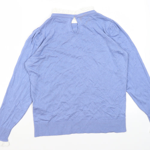 F&F Womens Blue Round Neck  Viscose Pullover Jumper Size 14