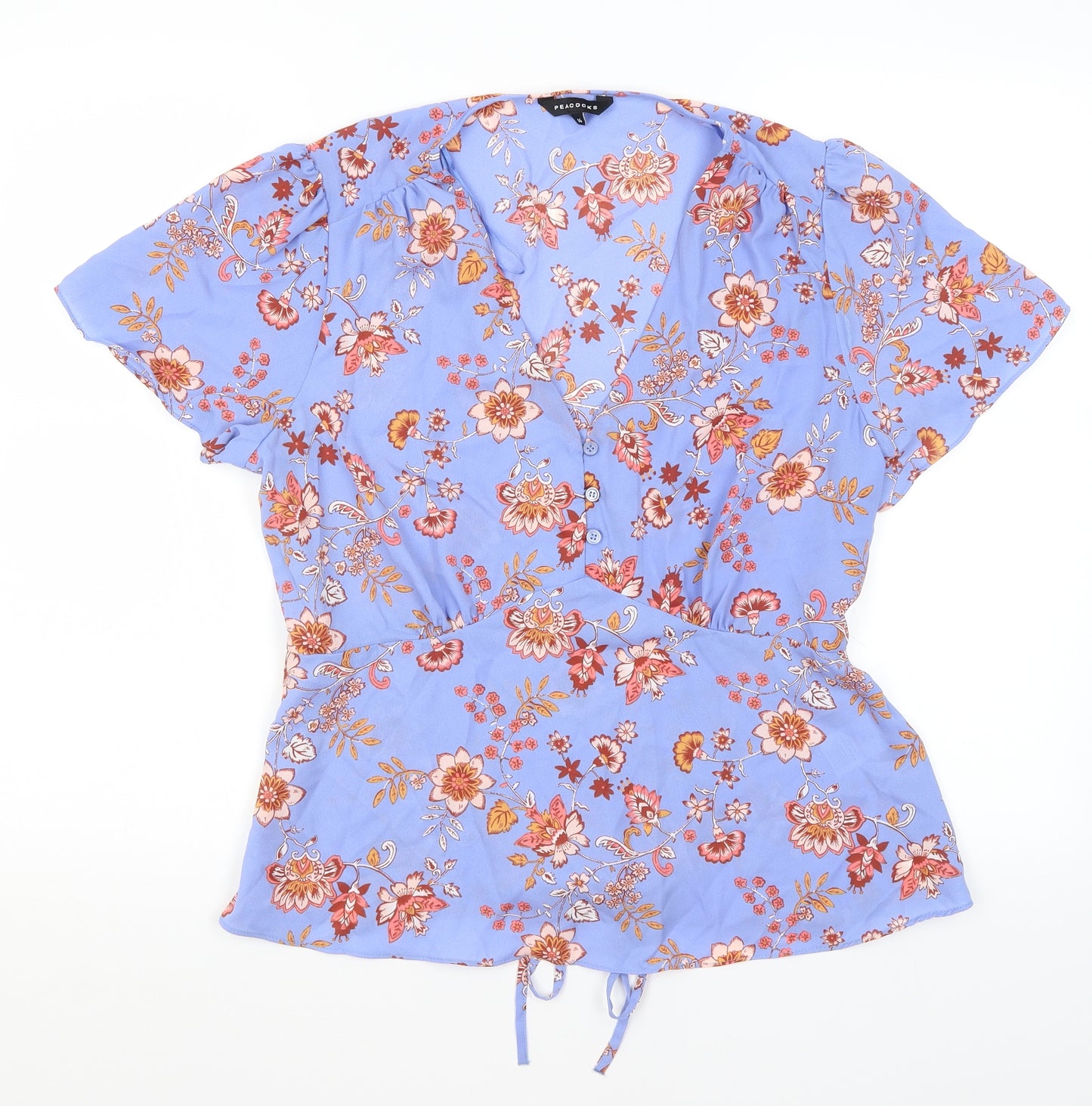 Peacocks Womens Purple Floral Polyester Basic Blouse Size 14