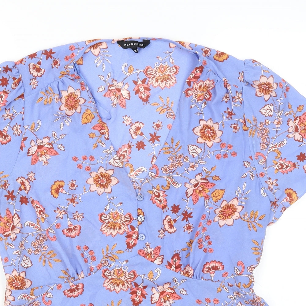 Peacocks Womens Purple Floral Polyester Basic Blouse Size 14