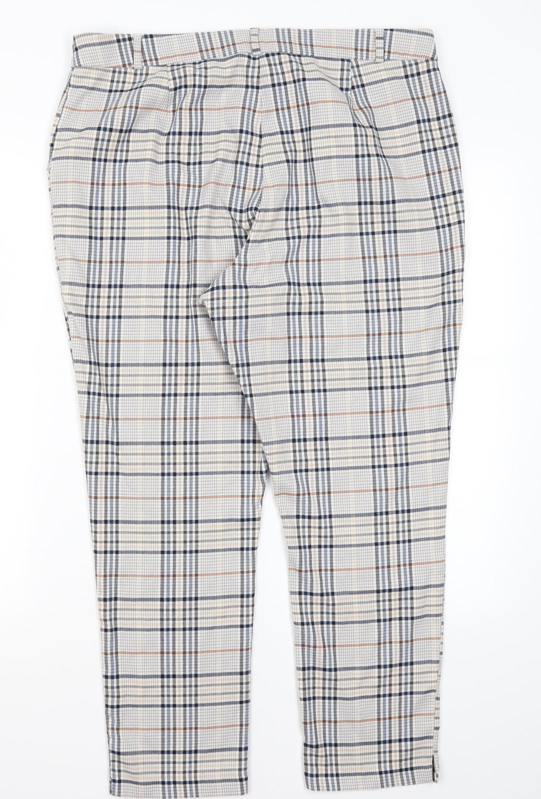 F&F Womens Beige Plaid Polyester Trousers  Size 16 L26 in Regular