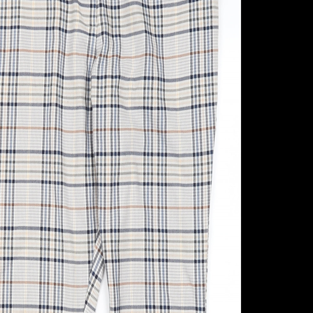 F&F Womens Beige Plaid Polyester Trousers  Size 16 L26 in Regular
