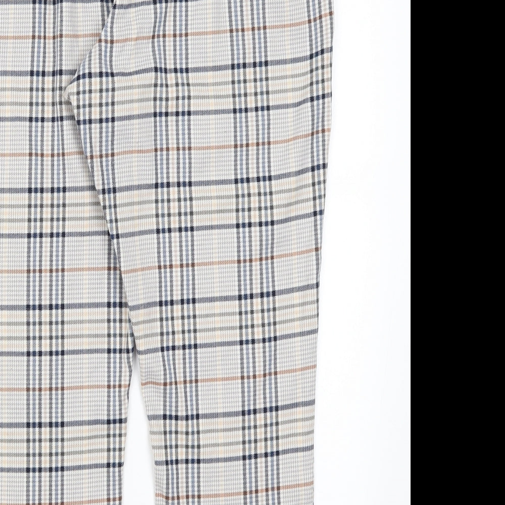 F&F Womens Beige Plaid Polyester Trousers  Size 16 L26 in Regular