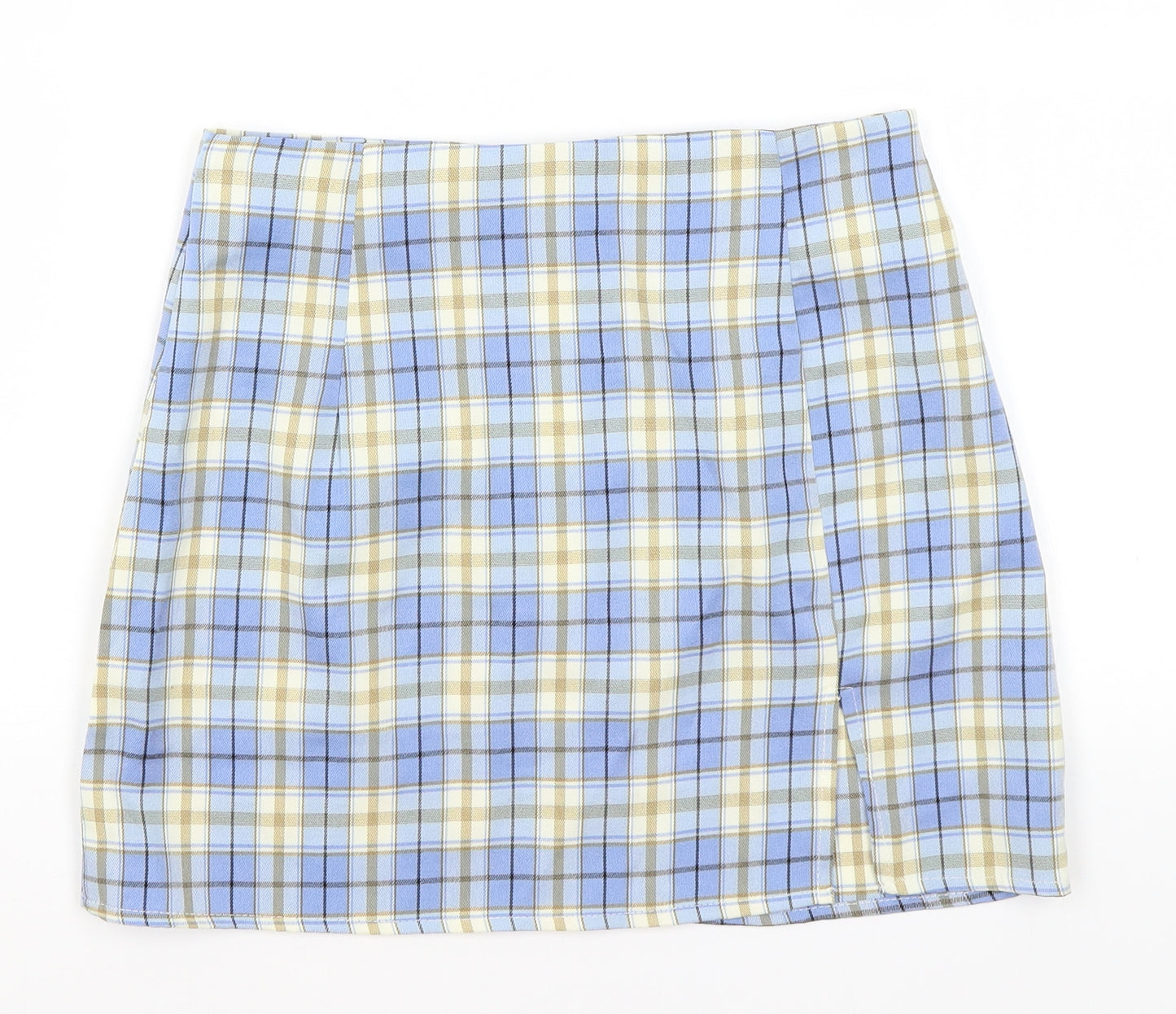 SheIn Womens Blue Plaid Polyester A-Line Skirt Size S