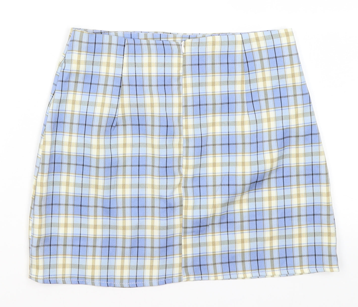 SheIn Womens Blue Plaid Polyester A-Line Skirt Size S