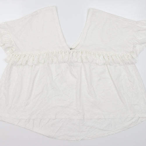 Zara Womens White  Cotton Basic Blouse Size S