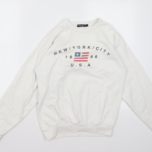Nasty Gal Womens White Round Neck  Polyester Pullover Jumper Size S   - NYC