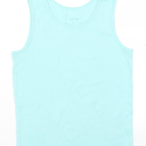 Fresh Produce Womens Blue  Cotton Basic Tank Size L