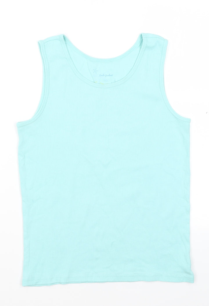 Fresh Produce Womens Blue  Cotton Basic Tank Size L