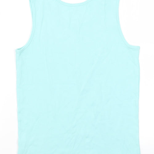 Fresh Produce Womens Blue  Cotton Basic Tank Size L