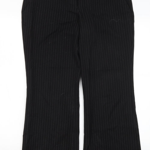 F&F Womens Black Striped Polyester Dress Pants Trousers Size 12 L28.5 in Regular