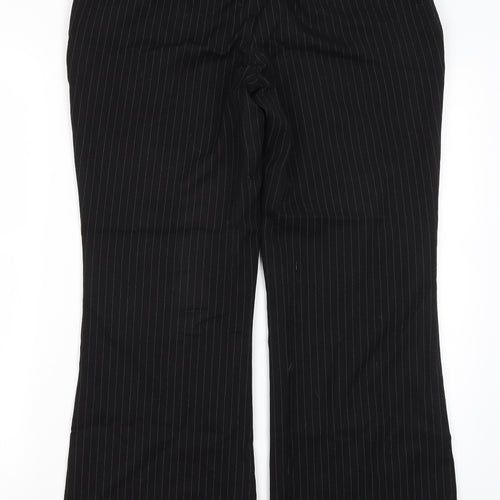 F&F Womens Black Striped Polyester Dress Pants Trousers Size 12 L28.5 in Regular