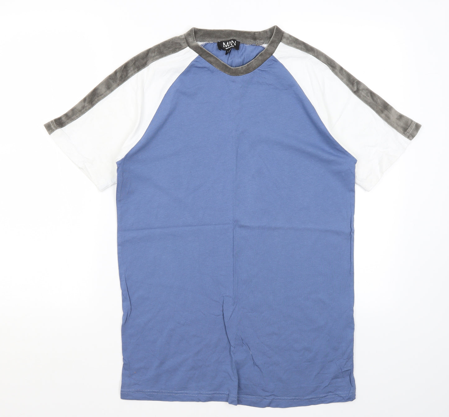 Boohoo Man Mens Blue  Cotton  T-Shirt Size S