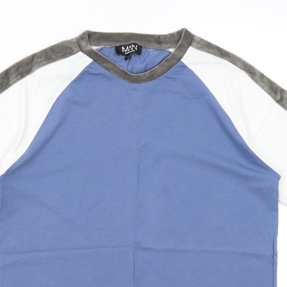 Boohoo Man Mens Blue  Cotton  T-Shirt Size S