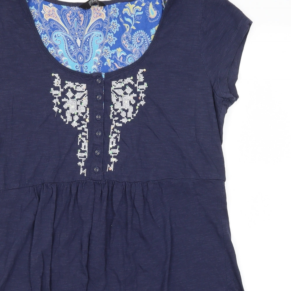 F&F Womens Blue  Cotton Basic T-Shirt Size 16