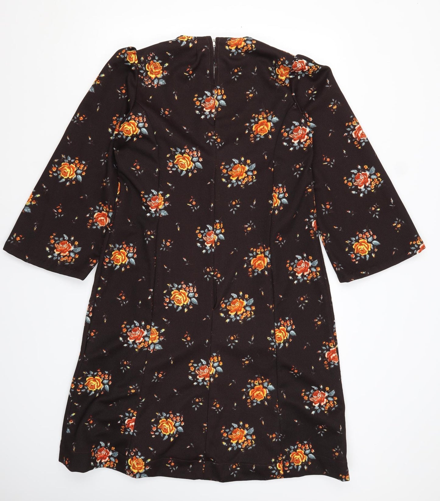 Preworn Womens Brown Floral Polyester A-Line  Size M