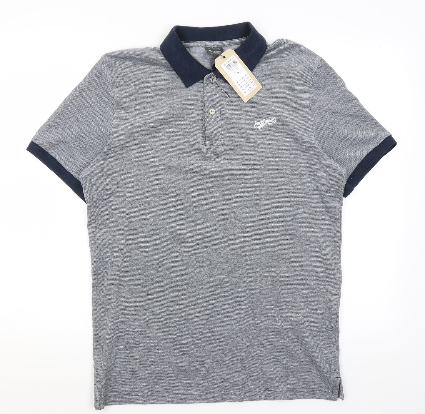 Jack Jones Mens Blue  Cotton  Polo Size M