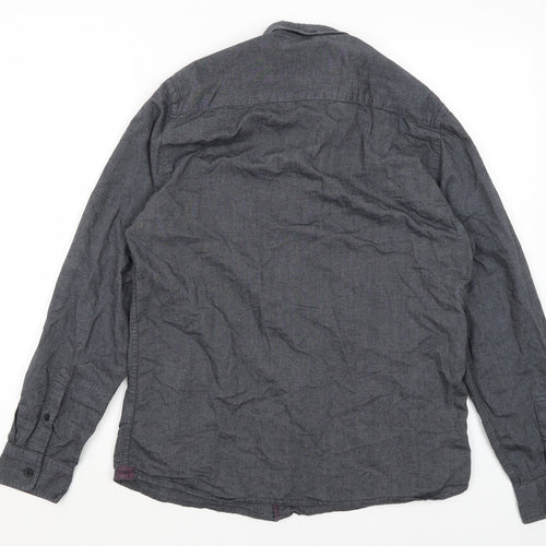 Easy Mens Grey  Cotton  Button-Up Size M