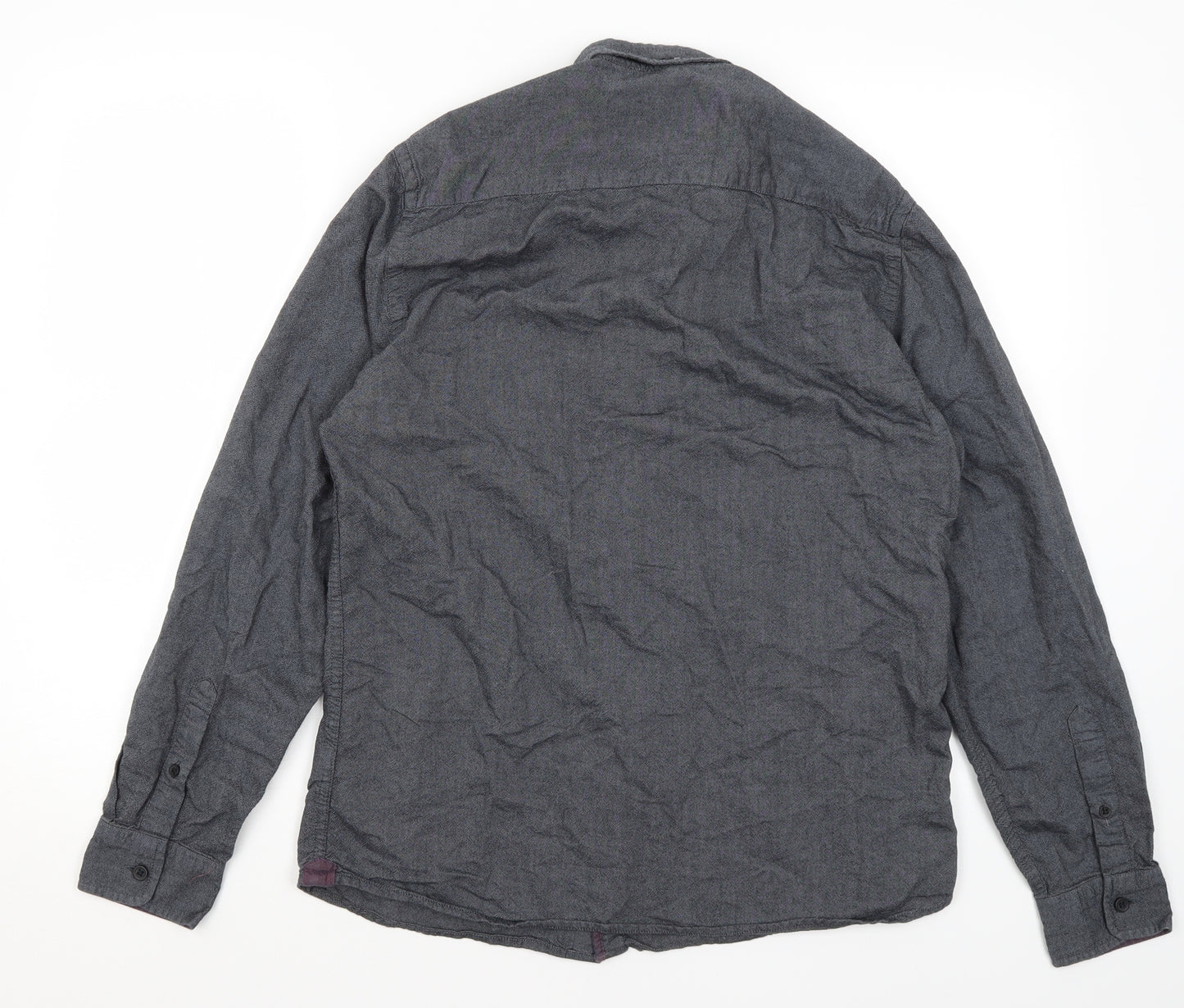 Easy Mens Grey  Cotton  Button-Up Size M