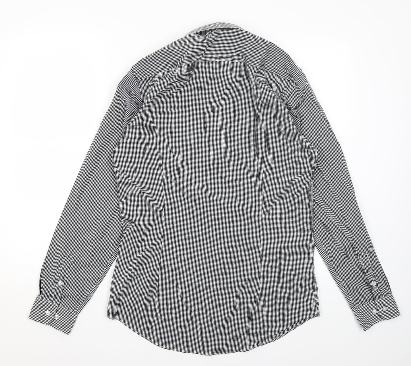 Red Herring Mens Black Check Cotton  Dress Shirt Size 15.5