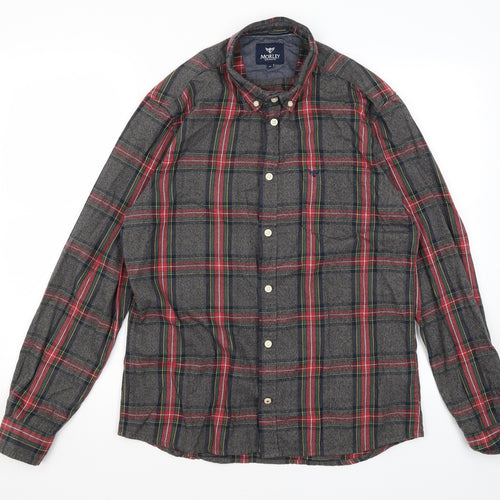 Morley Mens Grey Plaid Cotton  Button-Up Size M