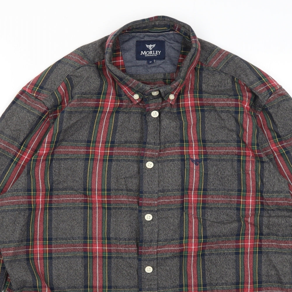 Morley Mens Grey Plaid Cotton  Button-Up Size M