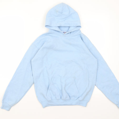 Gildan Girls Blue  Cotton Pullover Hoodie Size L