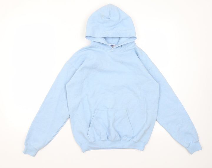 Gildan Girls Blue Cotton Pullover Hoodie Size L