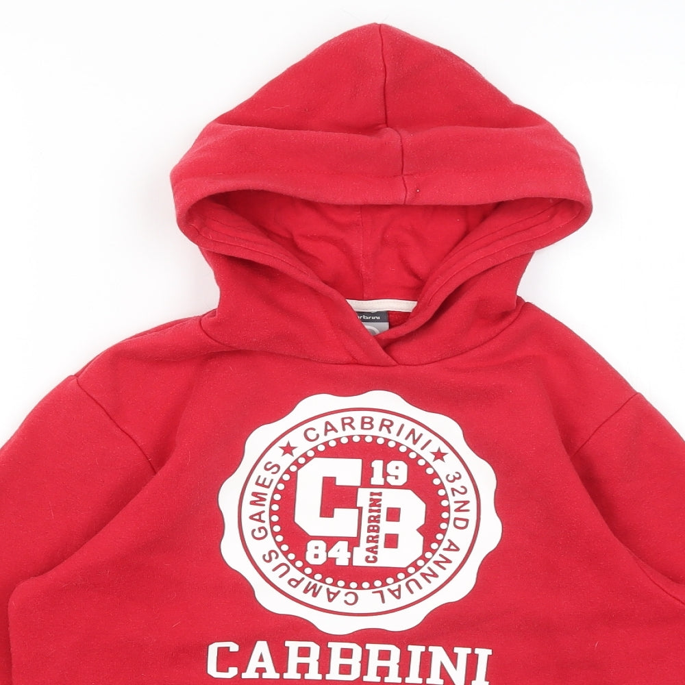 Carbrini Girls Red  Cotton Pullover Hoodie Size 8-9 Years