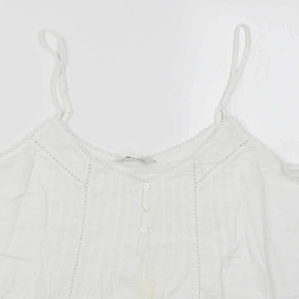 New Look Womens White  Cotton Camisole Tank Size 18