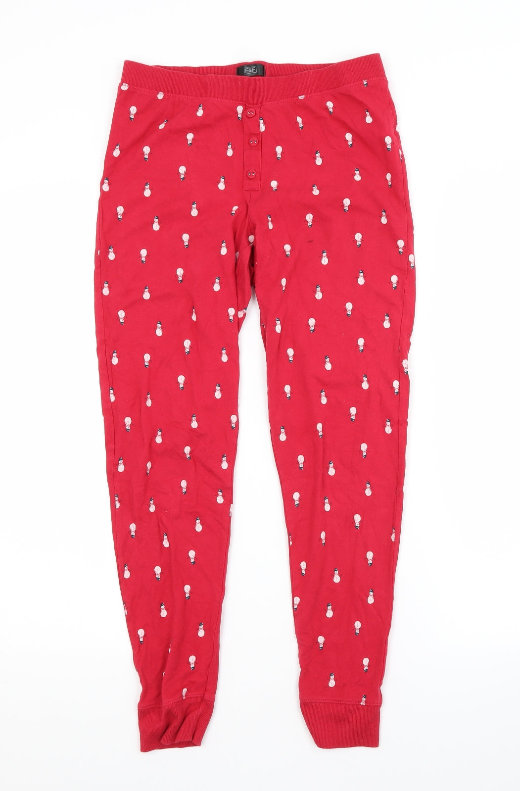 F&F Womens Red  Cotton  Pyjama Pants Size 12