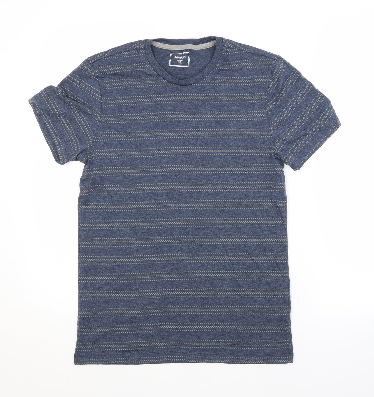 PEP&CO. Mens Blue Striped Cotton  T-Shirt Size XS