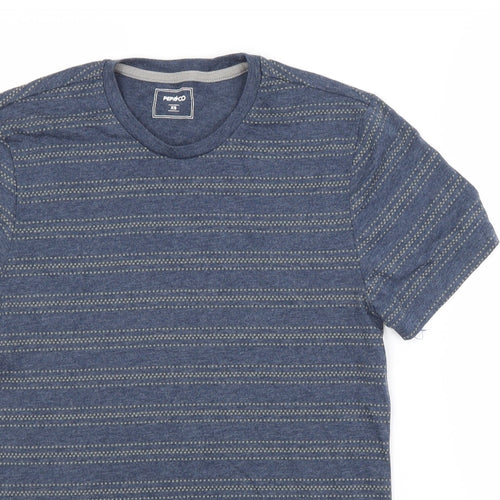 PEP&CO. Mens Blue Striped Cotton  T-Shirt Size XS