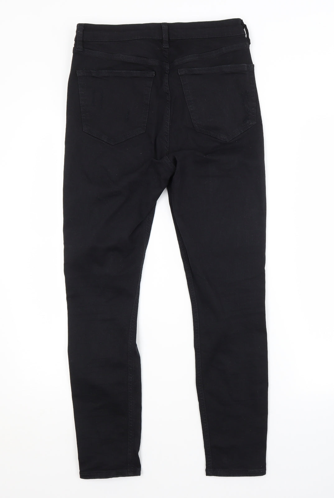 Topshop Womens Black  Cotton Straight Jeans Size 30 in L30 in Regular