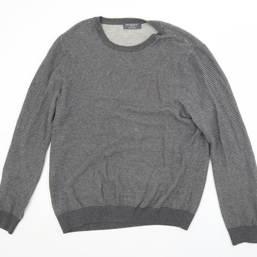 Primark Mens Grey Crew Neck  Cotton Pullover Jumper Size L