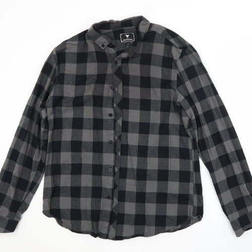 John Partridge Mens Grey Check Cotton  Button-Up Size L